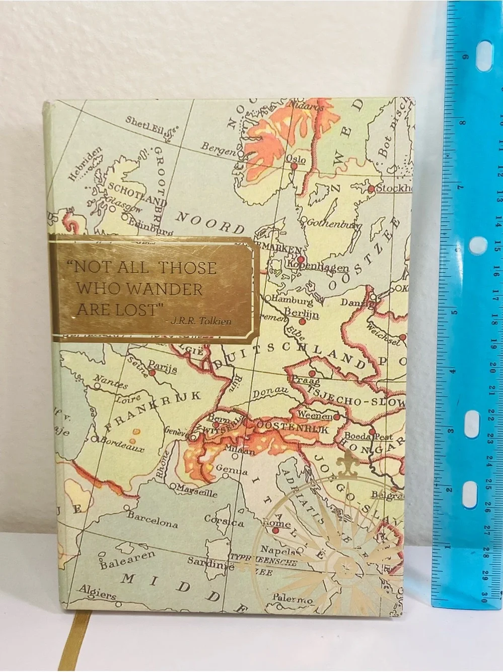 Gently Used World Map Journal Encouraging Travel Quotes Throughout